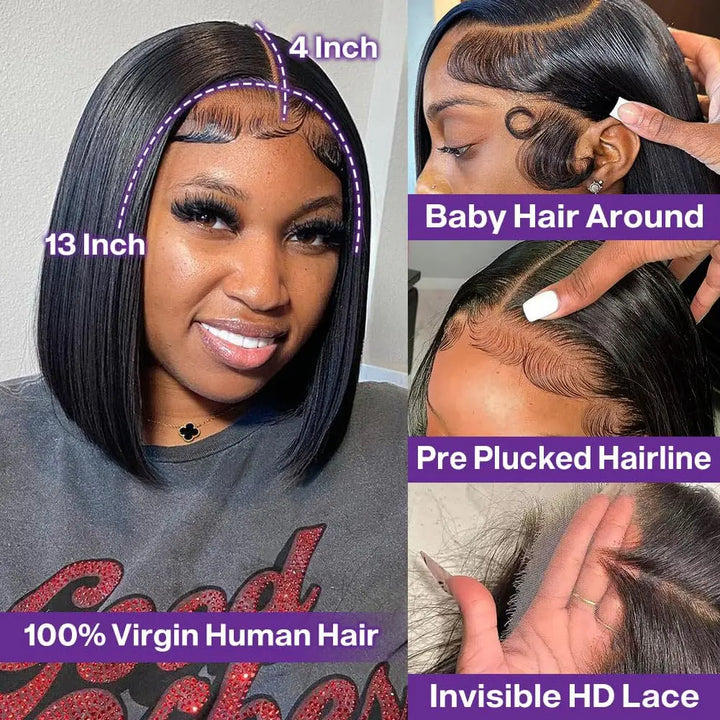 Short Bob Wigs Double Drawn Wear To Go