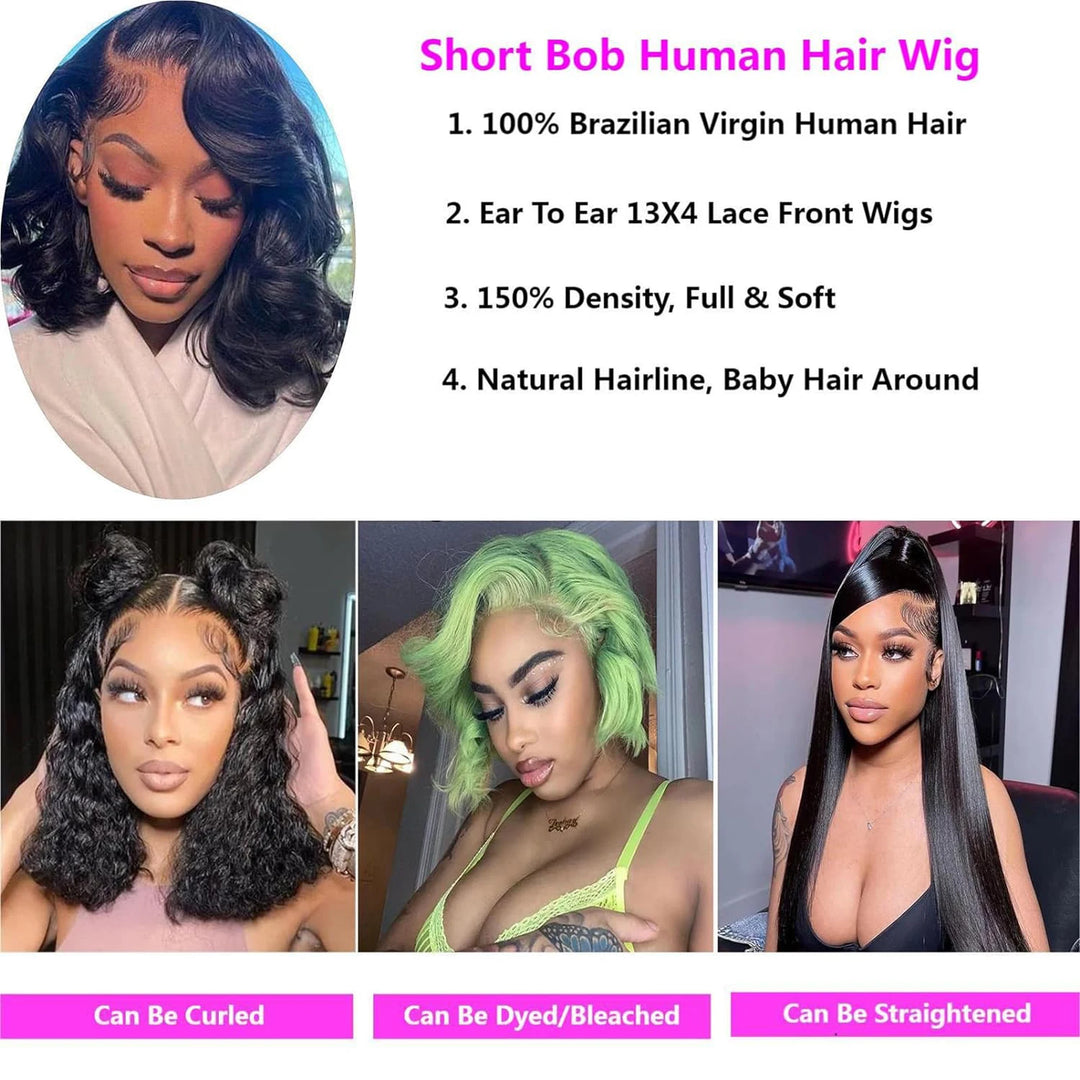 13x4 Lace Frontal Wig Human Hair Short Bob